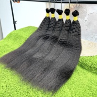 Migliori Capelli Umani Grezzi Vietnamiti in Bulk, Doppia Trama, per Trecce Boho, Capelli Afro Kinky in Bulk