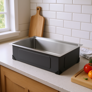 Évier de cuisine en acier inoxydable de 32 pouces, à cuve unique, style ferme, à encastrer sous plan, rectangulaire, facile à nettoyer - Product Image 2