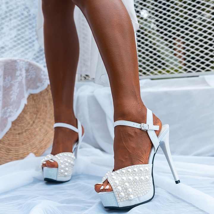 pearl peep toe heels