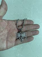 Silber/Gold Albanischer Adler Anhänger Halskette Ethnischer Schmuck Mit Kupferketten für Männer und Frauen Kosovo # 233406