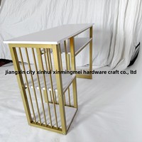 Table de manucure moderne blanche en cuir véritable avec structure métallique durable, plateau en MDF facile à nettoyer, table individuelle pour salons de manucure