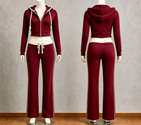 Nouveautés, vêtements Y2k, survêtement en velours à rayures avec logo personnalisé pour femmes, veste en velours zippée et pantalon de jogging, ensemble deux pièces pour femmes