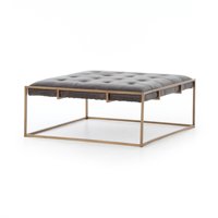 Table basse sophistiquée en métal et cuir, matériaux mixtes, mobilier de salon minimaliste de luxe