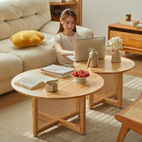 Meja kopi anyaman kayu Solid gaya waby-sabi Jepang, meja teh Jepang untuk ruang tamu kecil, furnitur balkon
