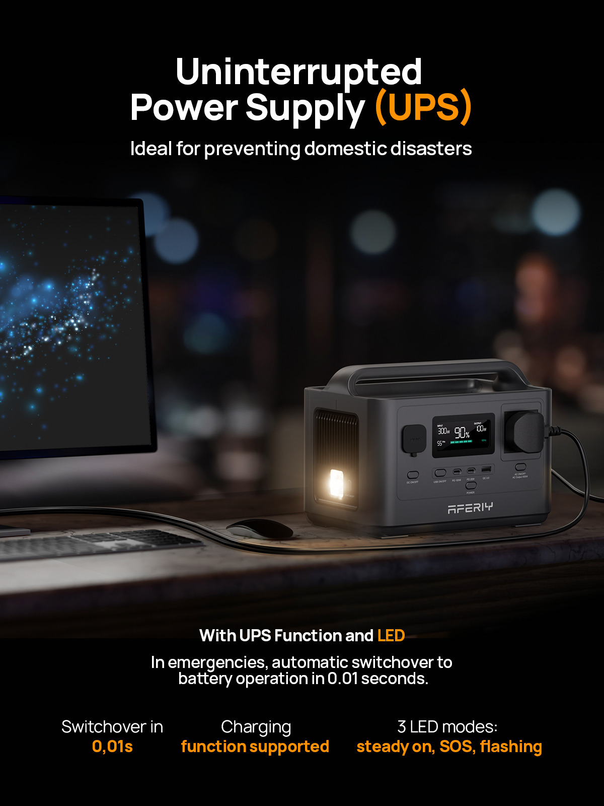 Aferiy P040 400W 256Wh容量 エネルギー貯蔵バッテリー ソーラー発電機