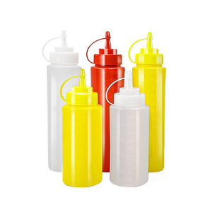 <b>Squeeze</b> <b>Bottle</b> Food Grade Plastic With Pointed Nozzle For Liquid Seasoning Condiment Storage 500Ml Cylinder Shape - Product Image 1