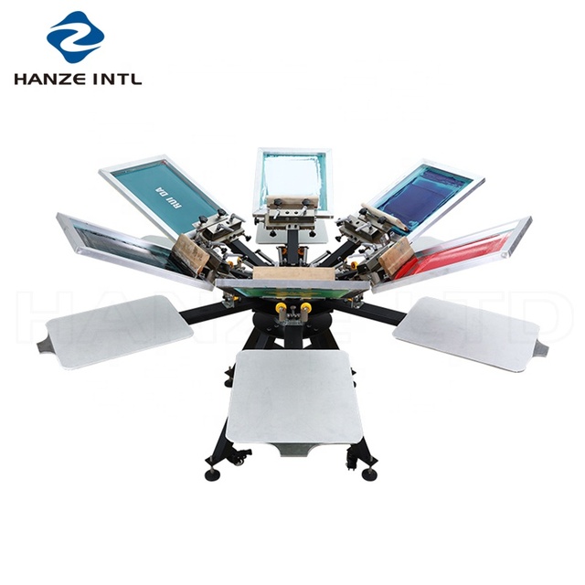 NS606-MR15A Rotary Manual 6 Color Station Screen Printer 6 Color Tshirt Printing Press