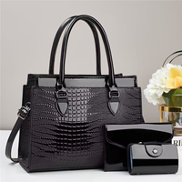 Sac fourre-tout imperméable en PU à imprimé crocodile avec fermeture éclair pour femme, ensemble de 3 sacs à main grande capacité, plusieurs couleurs tendance, vente en gros