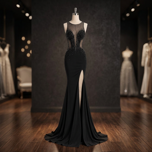 Vestido de Noche sin Mangas Premium para Mujer, Tela Importada Natural, Silueta Asimétrica, para Eventos de Gala y Recepciones - Product Image 3