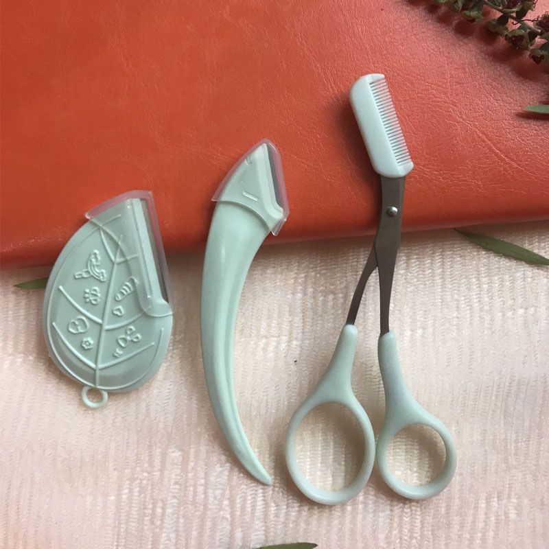 Green - leaves + moon + eyebrow scissors