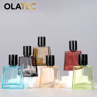 OLATEC Botella de Perfume de 30 ml al por Mayor, Botella de Perfume de Vidrio Cuadrada Vacía, Personalizada, Colorida, de Lujo, con Tapa Negra