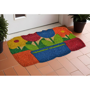 HMS 18 \ "X 30 \" fibra di cocco floreale porta esterna schema di colori blu e rosso - Product Image 1