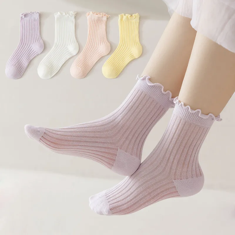 Schlussverkauf individuelles Logo niedliche Ohrstöpsel Lattenbabysocken Salat-Schnitt Netzsocken atmungsaktiv bequeme Baumwoll-Kranzbabysocken