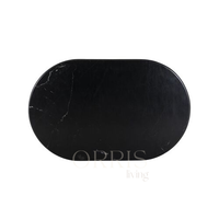 Table basse ovale en marbre naturel noir 100 %, faite à la main, avec base à double cannelure, facile à nettoyer, durable, mobilier de luxe pour la maison