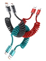 Câble USB de voiture rétractable 6A 120W à charge ultra-rapide, enroulé en spirale anti-emmêlement pour téléphones Apple 15 et Android Type-C