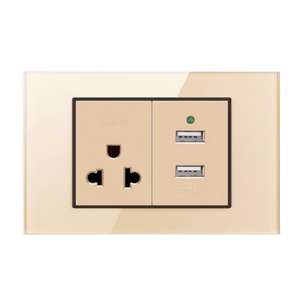 American Standard <b>Wall</b> <b>Socket</b> and Switch with <b>USB</b>/Type-C Touch Panel Glass Material 16A 118 Household Power <b>Socket</b> - Product Image 1