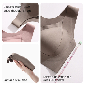 Sujetador de <span class=keywords><strong>lactancia</strong></span> sin costuras con botones frontales, talla grande, bralette de maternidad sin aros, tirantes anchos y alas laterales altas para suavizar la zona lateral. - Product Image 4