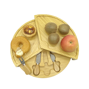Tabla <span class=keywords><strong>de</strong></span> Quesos Grande <span class=keywords><strong>de</strong></span> Bambú con Juego <span class=keywords><strong>de</strong></span> Cuchillos, se Almacena Compactamente y se Abre hasta un Diámetro <span class=keywords><strong>de</strong></span> 14 Pulgadas para Quesos y Aperitivos - Product Image 1