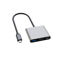 Base de Conexión USB C 3 en 1, HDTV 4K60Hz, PD100W, USB3.0 5Gbps, Sin Controladores, Aluminio, Plug and Play para MacBook, Windows, Linux, Teléfono