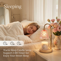Lampe chauffe-cire Sirène Violette en forme de coquillage, avec bras courbé plaqué or et base en bois massif, sans flamme, cadeau parfumé pour l'inauguration de la maison
