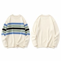 Pull en maille rayé pour femme, col polo, boutons simples, manches longues, style rétro chic, automne 2026, 100 % polyester