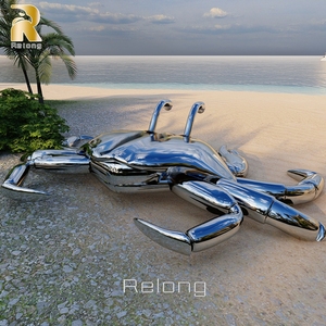 Nouveau design Miroir décoratif pour parc extérieur Grande sculpture de <span class=keywords><strong>crabe</strong></span> en acier inoxydable - Product Image 4