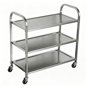 Carrito de Servicio Comercial de Acero Inoxidable de 3 Niveles, Carro de Recolección de Platos Resistente con Ruedas, Carrito de Comida Móvil para Cafetería - Product Image 1