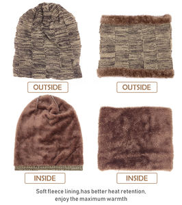 Haute qualité hiver solide bonnet chapeau écharpe ensemble chaud tricot chapeau épais polaire doublure <span class=keywords><strong>cou</strong></span> plus chaud cagoule pour hommes femmes pour le sport - Product Image 5