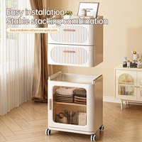 Bacs de rangement avec couvercles Conteneurs de stockage empilables avec roues Tiroirs et chariots de rangement en plastique transparent