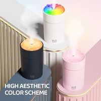 Humidificateur USB avec lumière 7 couleurs, purificateur d'air, diffuseur d'arômes d'huiles essentielles, simulation de flamme de feu, humidificateur de table