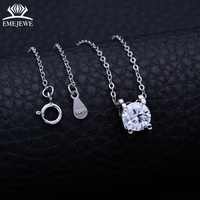 Kalung Moissanite Perak 925 Grosir EMEJEWE, Rantai Adjustable, Liontin Setting Aperture, Perhiasan Unisex Berkualitas Tinggi, Lapisan Rhodium