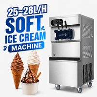 Machine à glace molle commerciale 25-28L/H haute capacité, 3 saveurs, avec pré-refroidissement XY-Z965