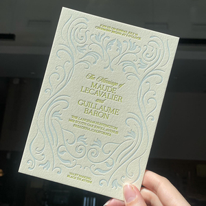 Tarjeta de algodón personalizada de alta calidad, impresión tipográfica, invitaciones de boda, texto en relieve, tarjeta de agradecimiento, lista de invitados, tarjeta de menú - Product Image 1