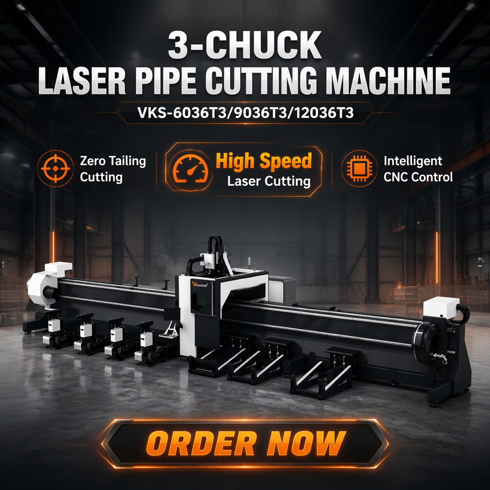Three Chuck Fiber Laser Pipe Cutting Machine 6000mm 9000mm Metal Tube ...