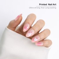 Vente en gros 30 pièces ongles courts fard à joues aux amandes motif de joues rinçage ongles à presser Gel souple couverture complète conseils de prêt à porter