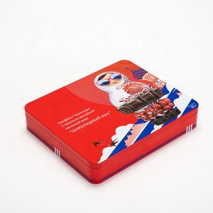 Boîte en fer blanc rectangulaire grande taille de qualité alimentaire pour le marché russe, avec couvercle à encoche, motif Matryoshka, corps encastré, recyclée - Product Image 2