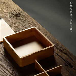 Caja de madera Zongzi cuadrada de bambú hecha a mano, caja de almacenamiento de regalos de 10 cm de altura para embalaje del Festival del Medio Otoño - Product Image 3
