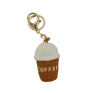 Crochet Coffee Dinosaur House Heart Banana Charm Keychain <b>Handmade</b> Mini Cute Shape Wool Knitted Woven <b>Doll</b> Bag Accessories Gift - Product Image 1
