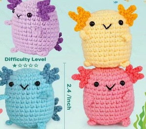 Kit de <span class=keywords><strong>crochet</strong></span> DIY pour débutants : 4 <span class=keywords><strong>animaux</strong></span> axolotls, faciles à réaliser, 4 couleurs de petites poupées avec vidéo étape par étape - Product Image 4