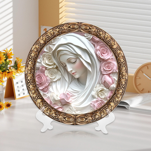 Plato Decorativo Religioso <span class=keywords><strong>de</strong></span> Resina con la <span class=keywords><strong>Virgen</strong></span> <span class=keywords><strong>de</strong></span> <span class=keywords><strong>Guadalupe</strong></span> y Rosas, con Base, para Decoración del Hogar o Iglesia, Venta al Por Mayor <span class=keywords><strong>de</strong></span> Fábrica - Product Image 4