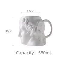 Tasse à café en céramique créative en forme de tête de David 3D, avec logo personnalisé, idéale pour cadeau, maison ou café (vente en gros)