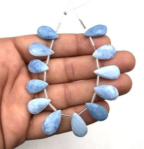 Gema de ópalo azul Natural, cuentas de Briolette con forma de pera facetadas, joyería artesanal, piedra de alta calidad, 12 piezas - Product Image 2