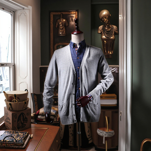 Maglioni di maglieria taglie forti <span class=keywords><strong>Cardigan</strong></span> da uomo in cotone 100% <span class=keywords><strong>Basic</strong></span> - Product Image 1