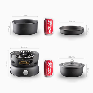 GSD户外野营炊具套装紧凑型超轻徒步炊具酒精旅行锅炉 - Product Image 2