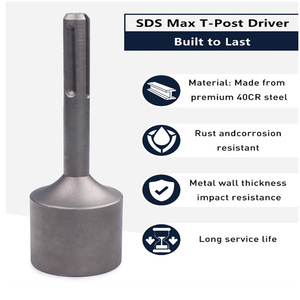 <span class=keywords><strong>Evain</strong></span> SDS_MAX_TPD01 Piqueuse de poteaux en T SDS-Max de 2 pouces, robuste, de qualité industrielle, pour tiges de terre, avec poignée en acier sablée - Product Image 3