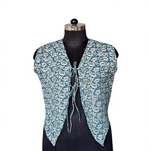 Boléro femme bohème à imprimé floral, à nouer devant, coupe courte, manches courtes, respirant - Product Image 1