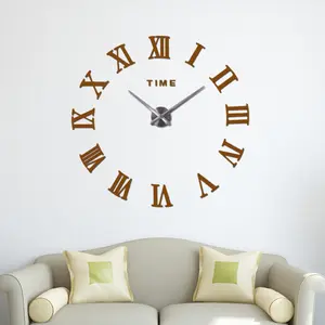 Bisu Diy Tanpa Bingkai Besar Reloj 3d Romano De Pared Moderno Roma 3D Stiker Angka Inovasi Jam Dinding Digital