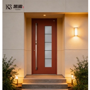 Porte extérieure en aluminium de style américain avec cadre, portes battantes en métal, designs de portes principales et fenêtres - Product Image 2