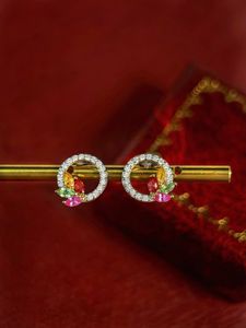 Boucles d'oreilles Xinfly de luxe en or véritable 18 carats avec saphir coloré 0,5 carat et diamant naturel 0,22 carat, style mignon en or blanc pour mariages et soirées - Product Image 4