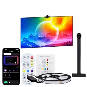 إضاءة خلفية للتلفاز من دييفيف، شريط إضاءة <span class=keywords><strong>LED</strong></span> بطول 5 متر مع مستشعر AR متزامن، مناسب لأجهزة التلفاز بحجم 55-60 بوصة، متعدد الألوان وقابل للتعديل، مع جهاز تحكم عن بعد ذكي - Product Image 1